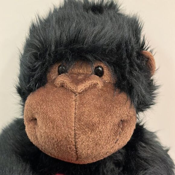 Black/Brown Gorilla with Heart Plush in Black Long Hair Russ Berrie-Chas… - Picture 2 of 6